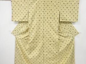 アンティーク　抽象花模様織り出し手織り紬着物